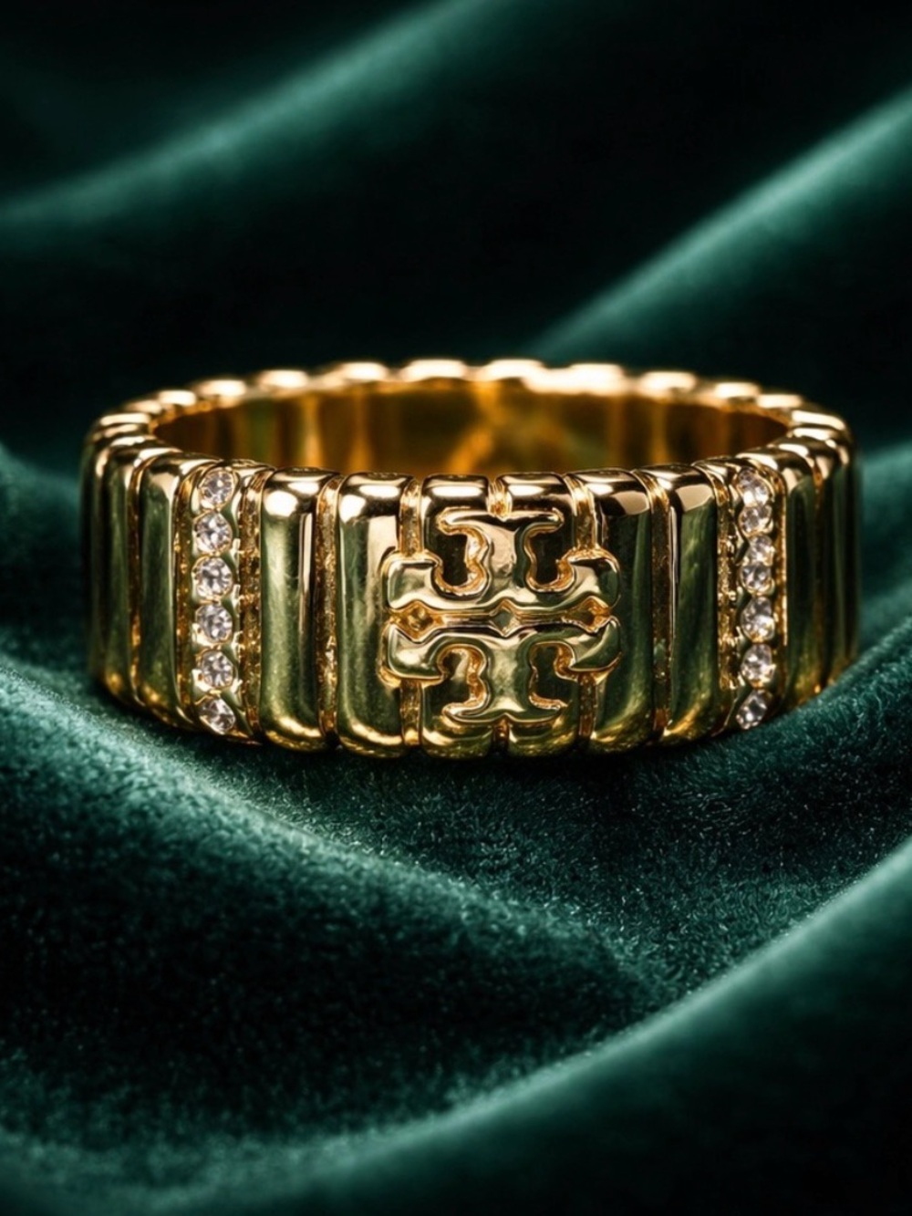Tory Burch Gold Ring with CZ Accents
